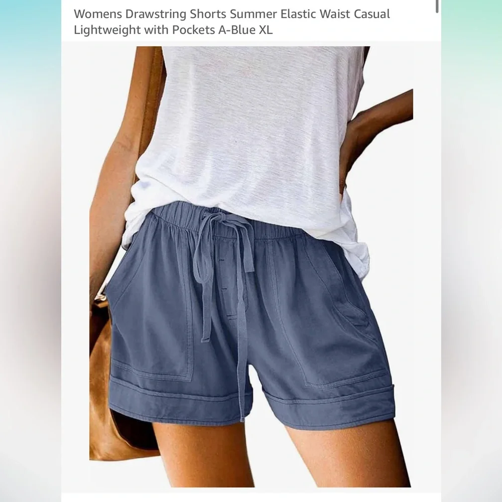 WOMENS DRAWSTRING HIGHWAISTED SHORTS - Picture 8 of 10